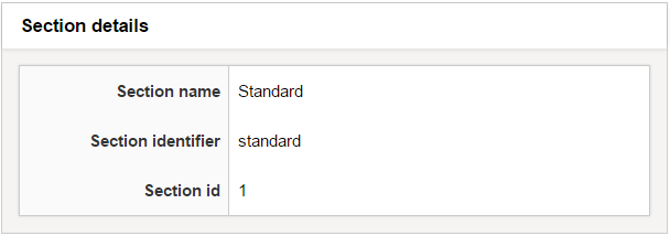Section details in Details tab Section details in Details tab