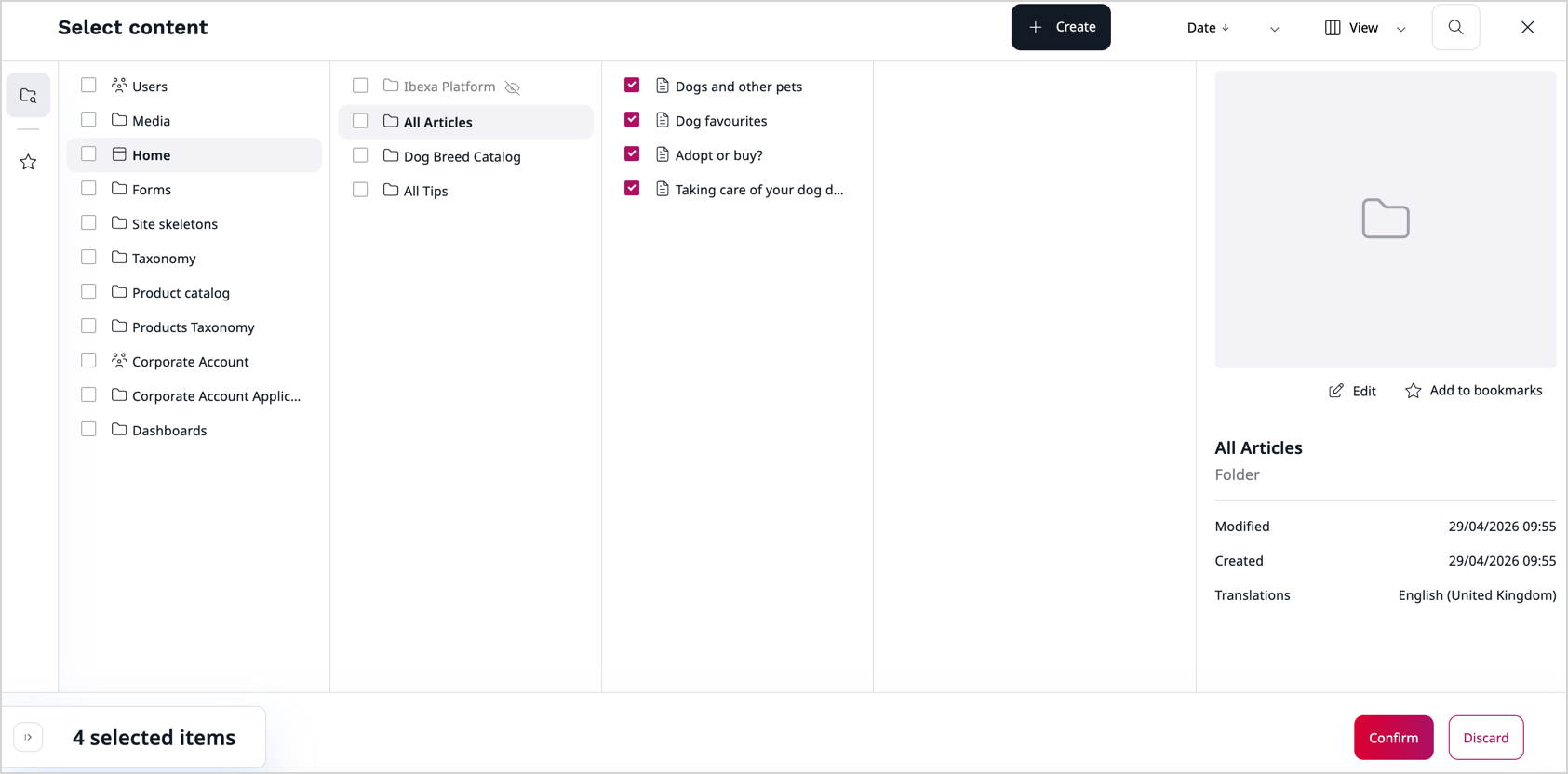 Selecting Articles for the Schedule Block